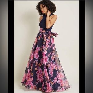 eliza j | modcloth | influential elegance blue floral organza formal dress